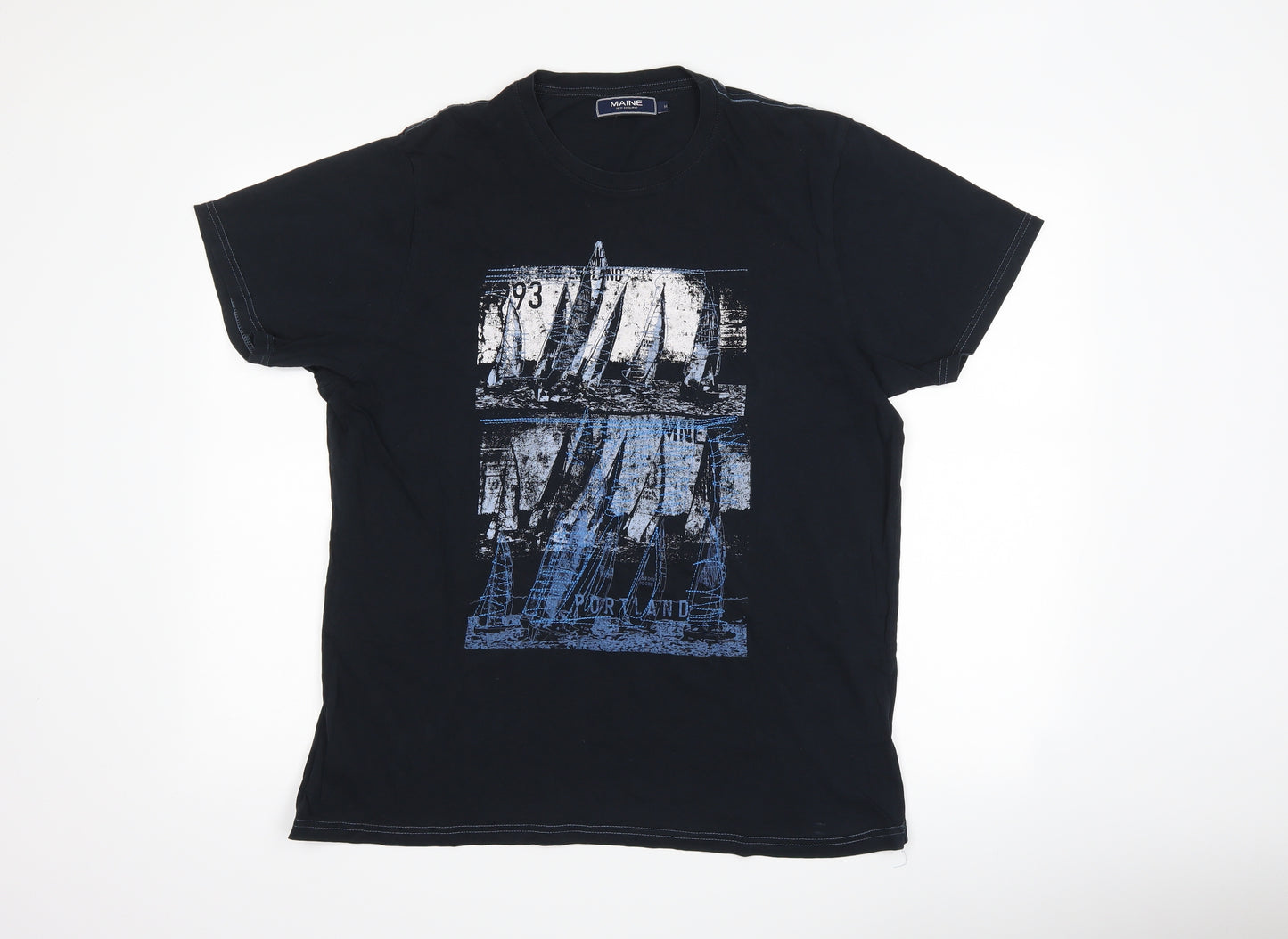 Maine Mens Black    T-Shirt Size M  - Graphic