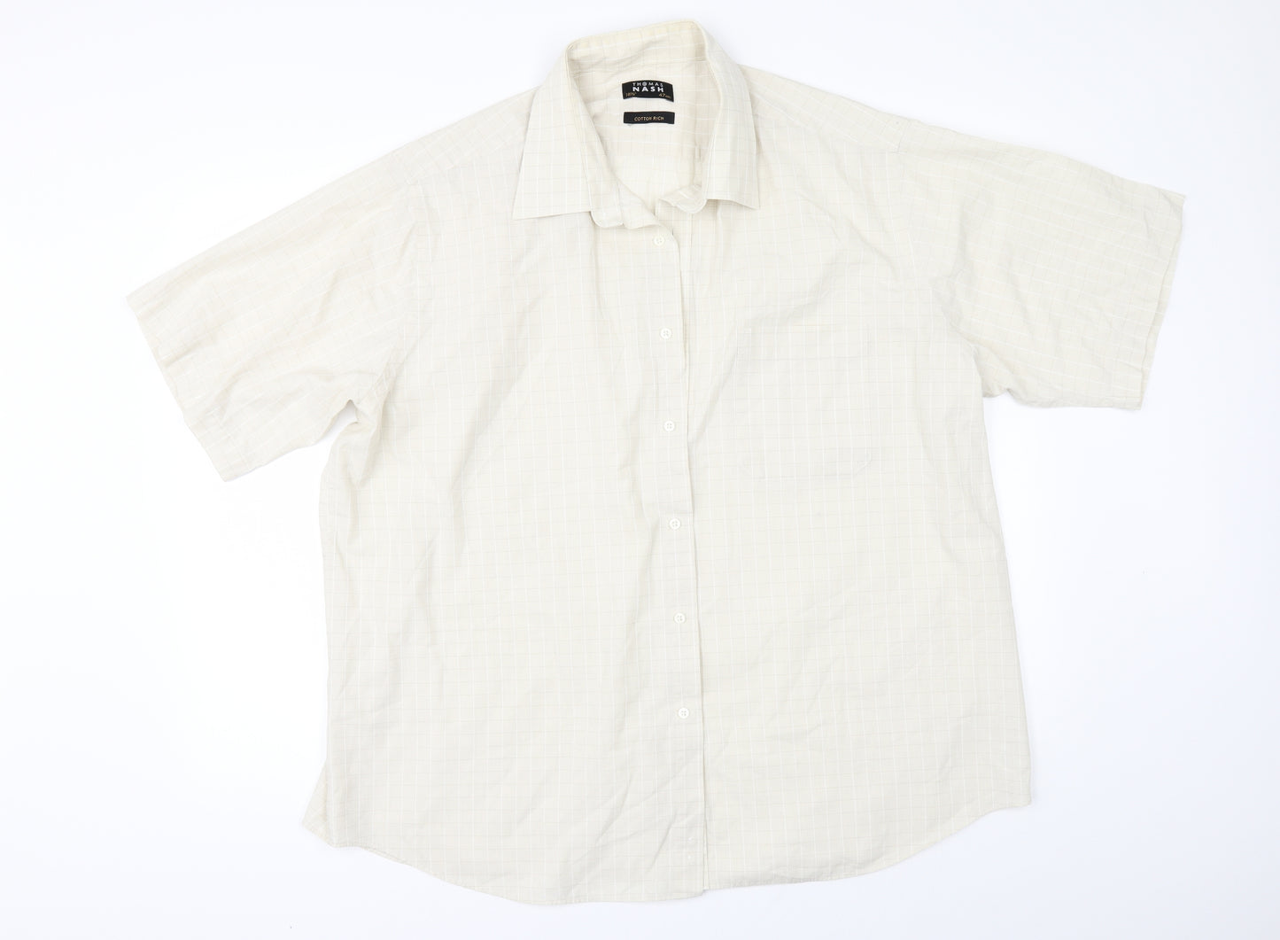 Debenhams Mens Beige Check   Dress Shirt Size 18.5