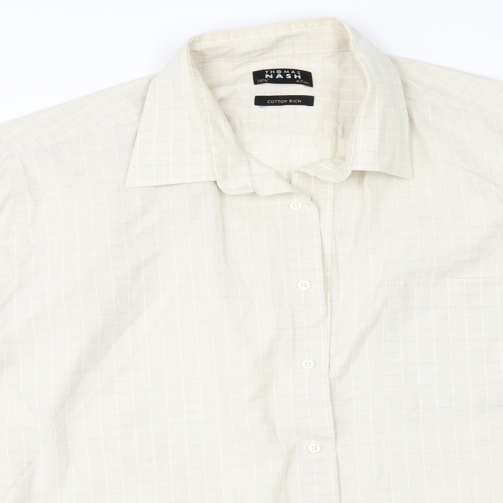 Debenhams Mens Beige Check   Dress Shirt Size 18.5