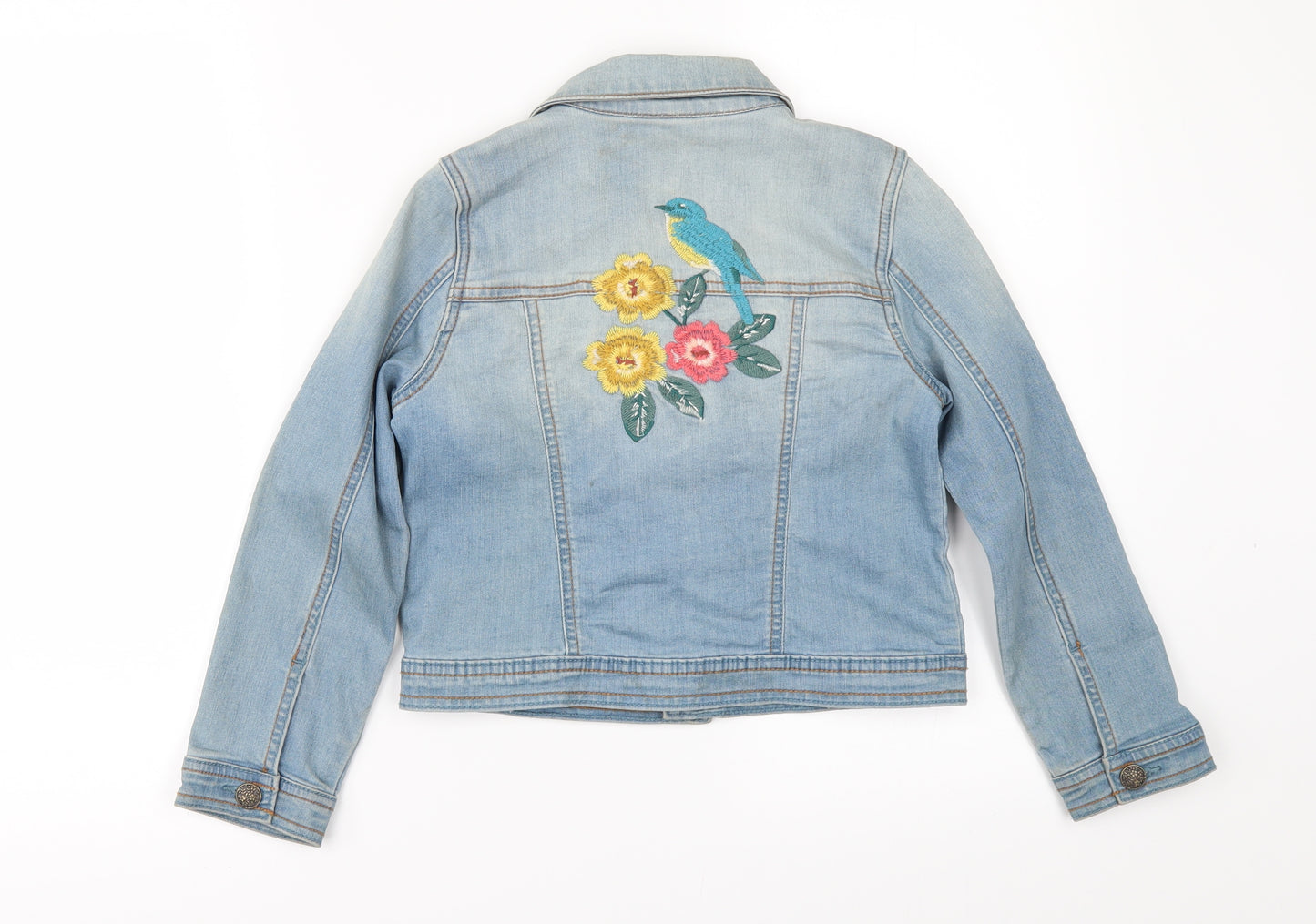 Nutmeg Girls Blue Floral Denim Jacket  Size 7-8 Years