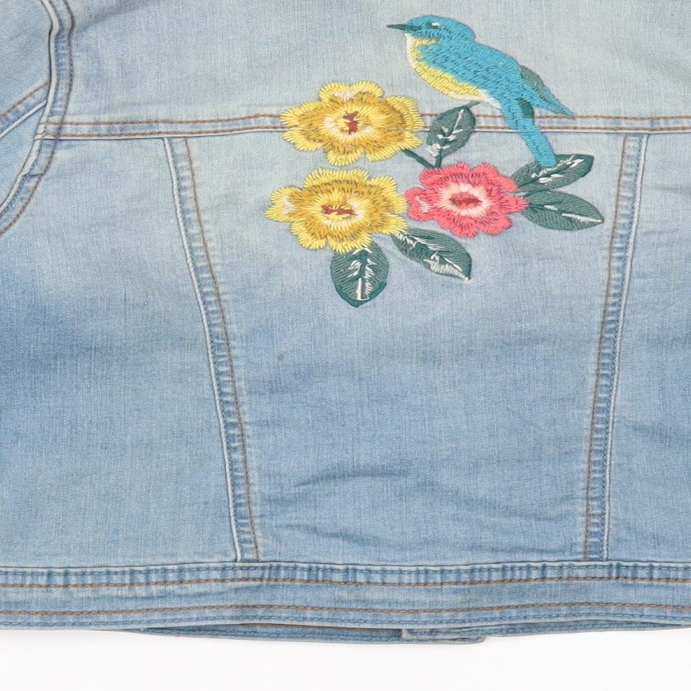 Nutmeg Girls Blue Floral Denim Jacket  Size 7-8 Years