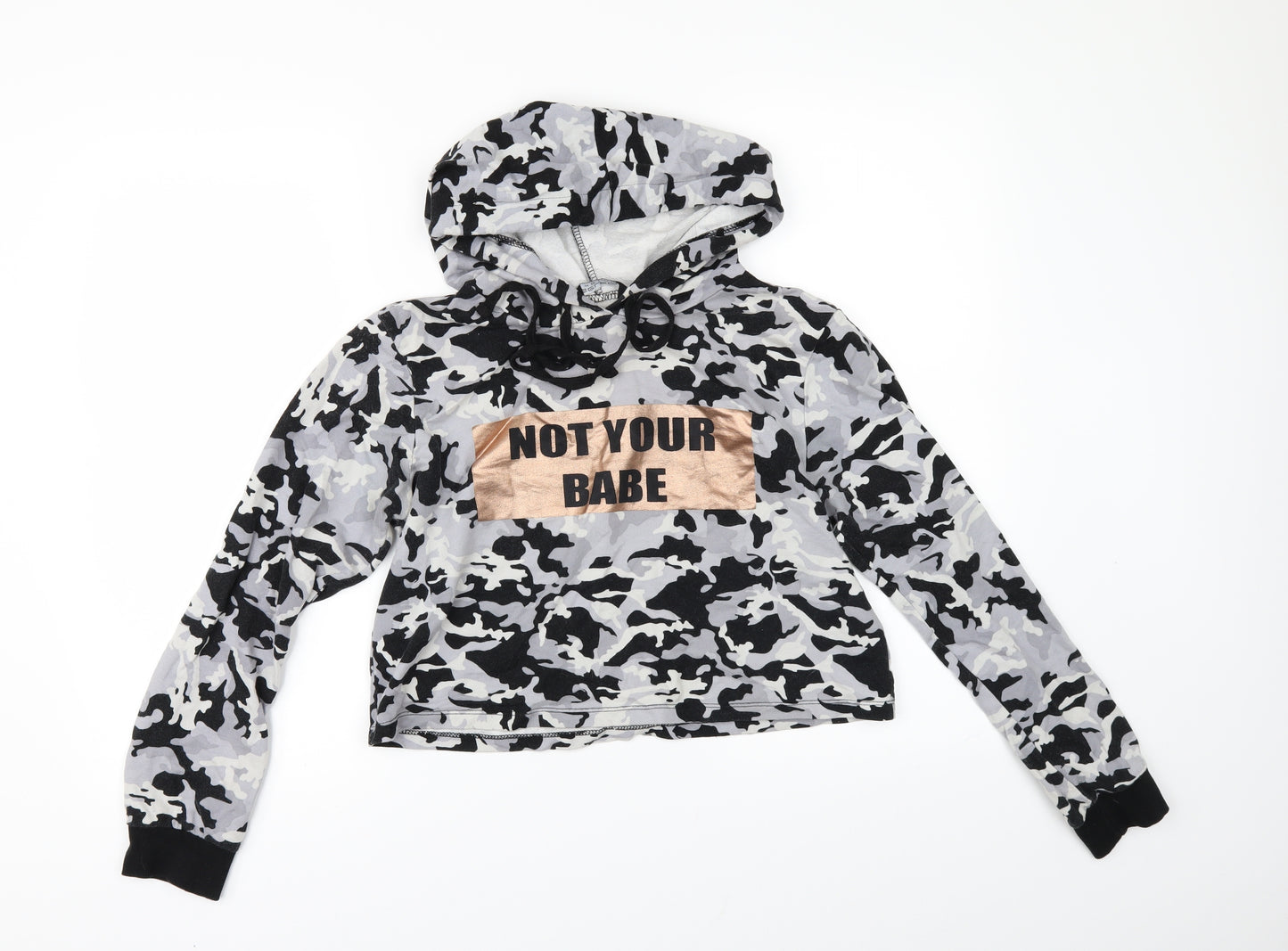 Select Womens Grey Animal Print  Pullover Hoodie Size 12  - cropped hoodie