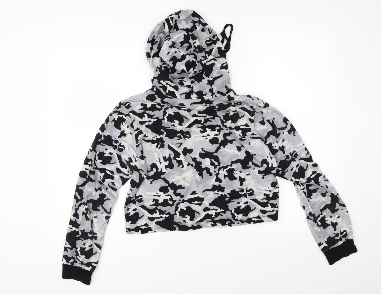 Select Womens Grey Animal Print  Pullover Hoodie Size 12  - cropped hoodie