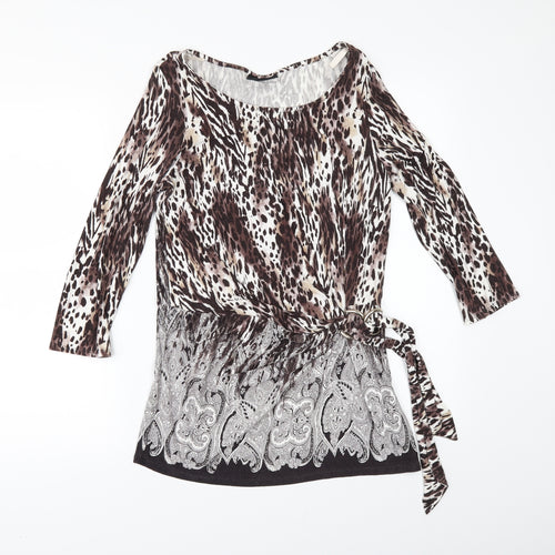 Wallis Womens Brown Animal Print  Tunic T-Shirt Size 14