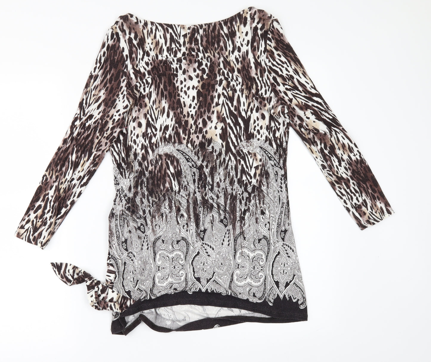 Wallis Womens Brown Animal Print  Tunic T-Shirt Size 14