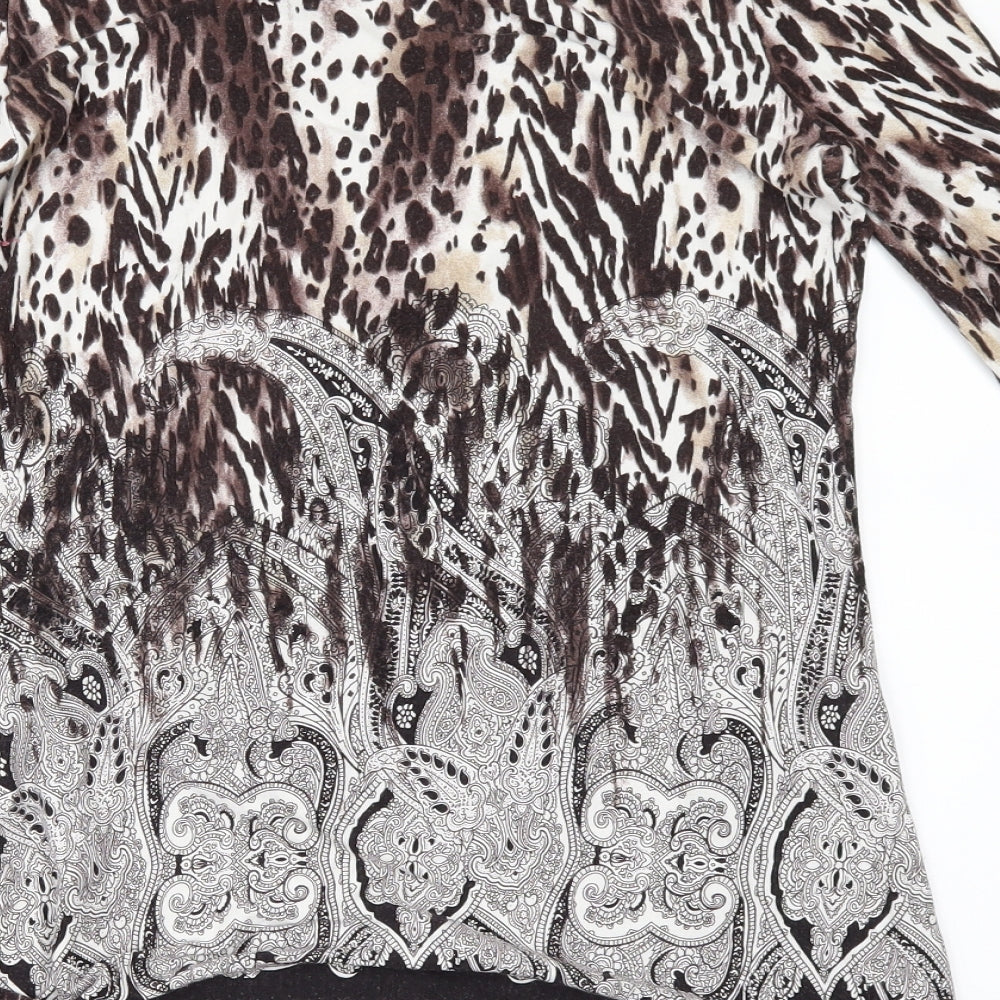 Wallis Womens Brown Animal Print  Tunic T-Shirt Size 14