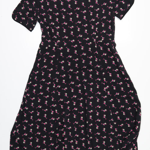 Marks and Spencer Womens Black Geometric  Fit & Flare  Size 14