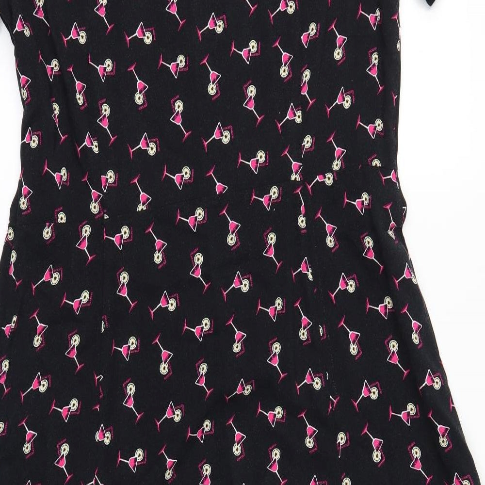 Marks and Spencer Womens Black Geometric  Fit & Flare  Size 14