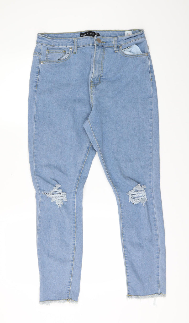I SAW IT FIRST Womens Black Denim Cropped Jeans Size 12 L27 in - Frayed Hem