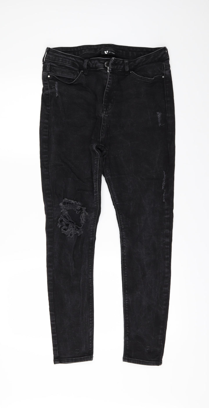Very Womens Black Denim Skinny Jeans Size 12 L27 in