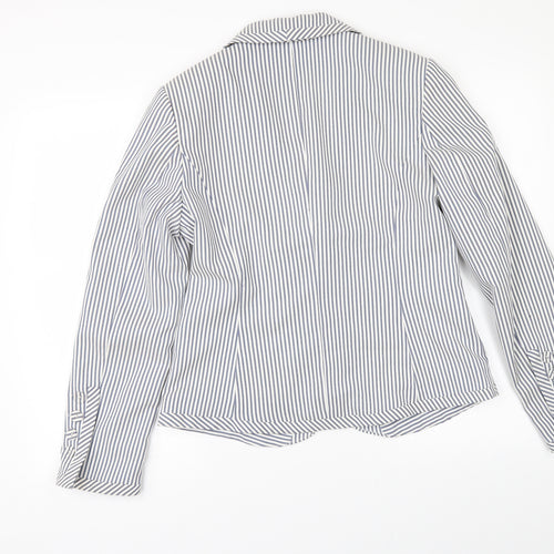 KappAhI Womens White Striped  Jacket Blazer Size 12