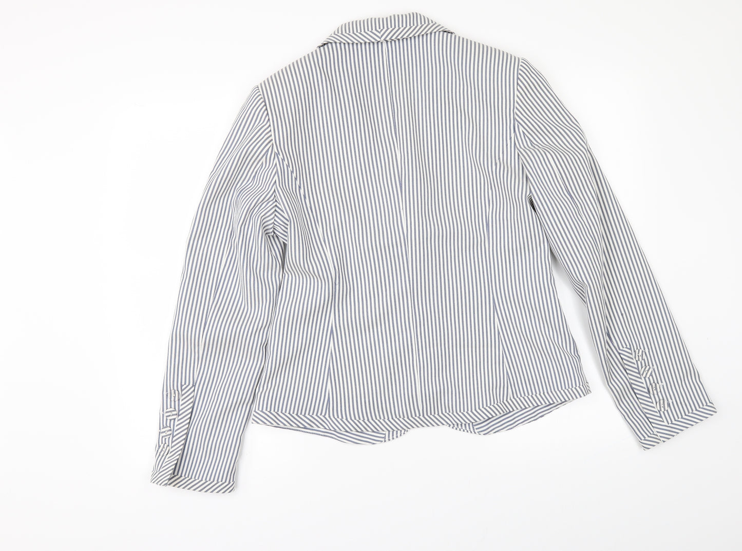 KappAhI Womens White Striped  Jacket Blazer Size 12