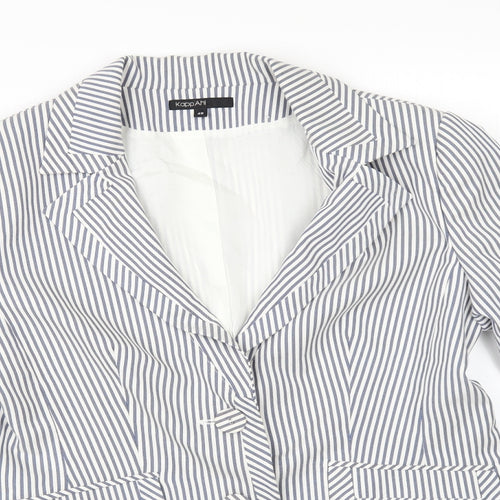 KappAhI Womens White Striped  Jacket Blazer Size 12