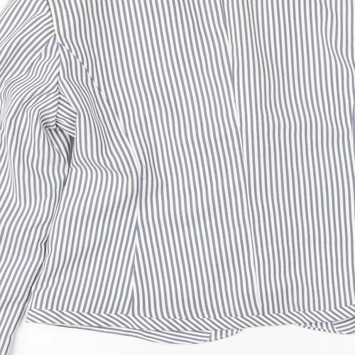 KappAhI Womens White Striped  Jacket Blazer Size 12