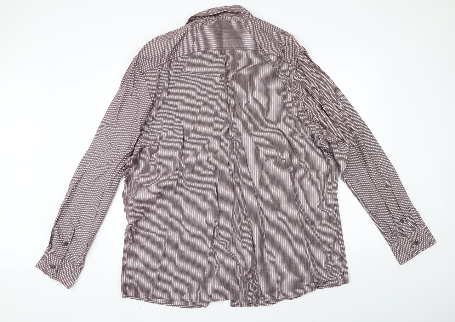 Georgebrow Mens Brown Striped   Dress Shirt Size 3XL