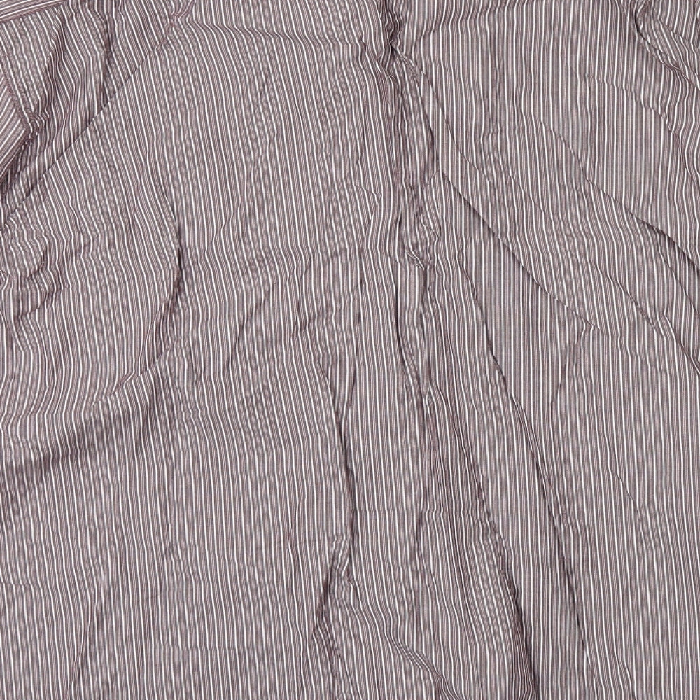 Georgebrow Mens Brown Striped   Dress Shirt Size 3XL