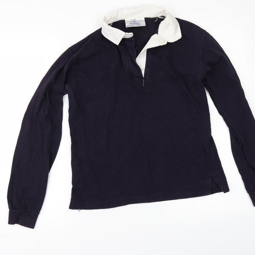 Front Row Womens Blue   Basic Polo Size M  - HORSES FOREVER BOYS WHATEVER