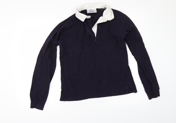 Front Row Womens Blue Basic Polo Size M - HORSES FOREVER BOYS WHATEVER