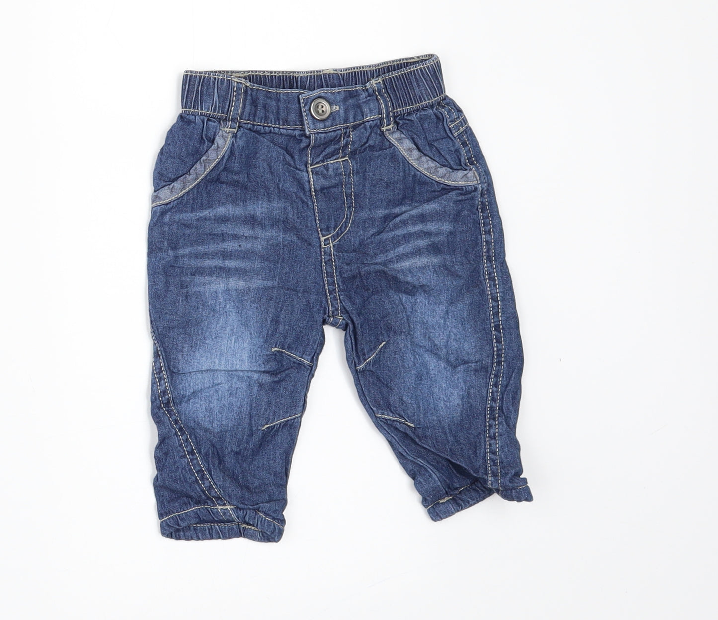 George Boys Black  Denim Jogger Trousers Size 0-3 Months