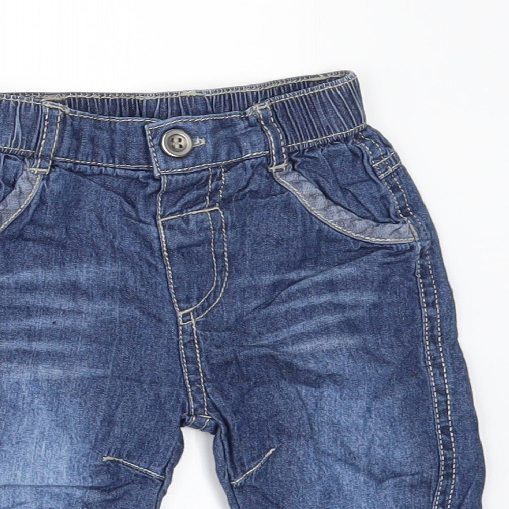 George Boys Black  Denim Jogger Trousers Size 0-3 Months