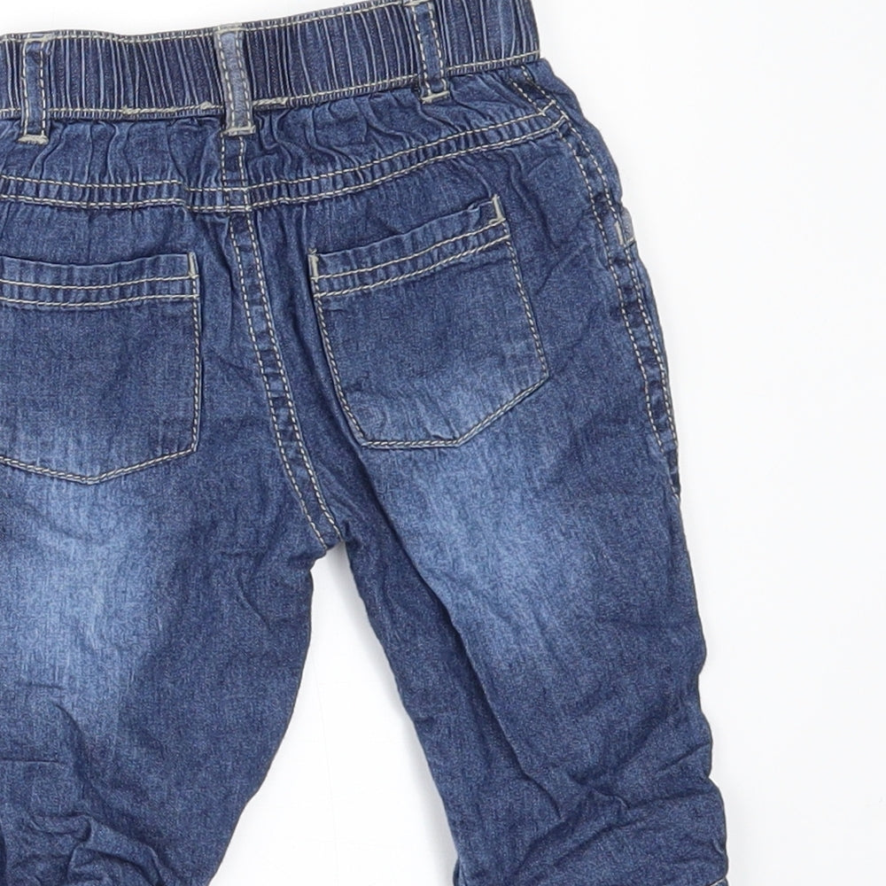 George Boys Black  Denim Jogger Trousers Size 0-3 Months