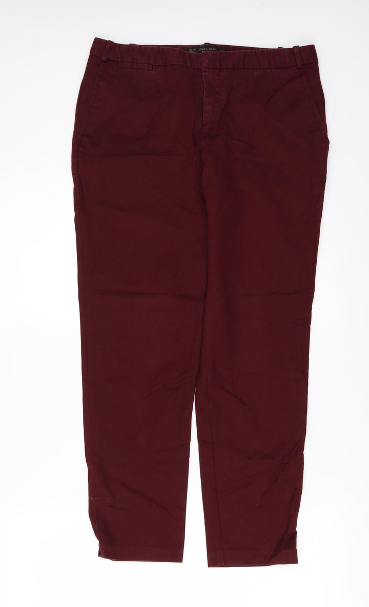 Zara Womens Red Denim Capri Jeans Size 8 L24 in