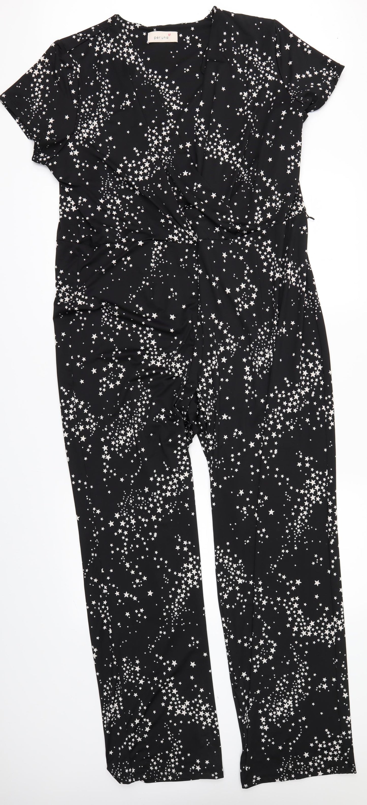 Per Una Womens Black Geometric  Jumpsuit One-Piece Size 16