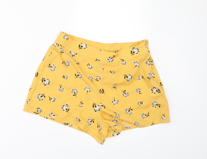 New Look Girls Yellow Floral Paperbag Shorts Size 13 Years