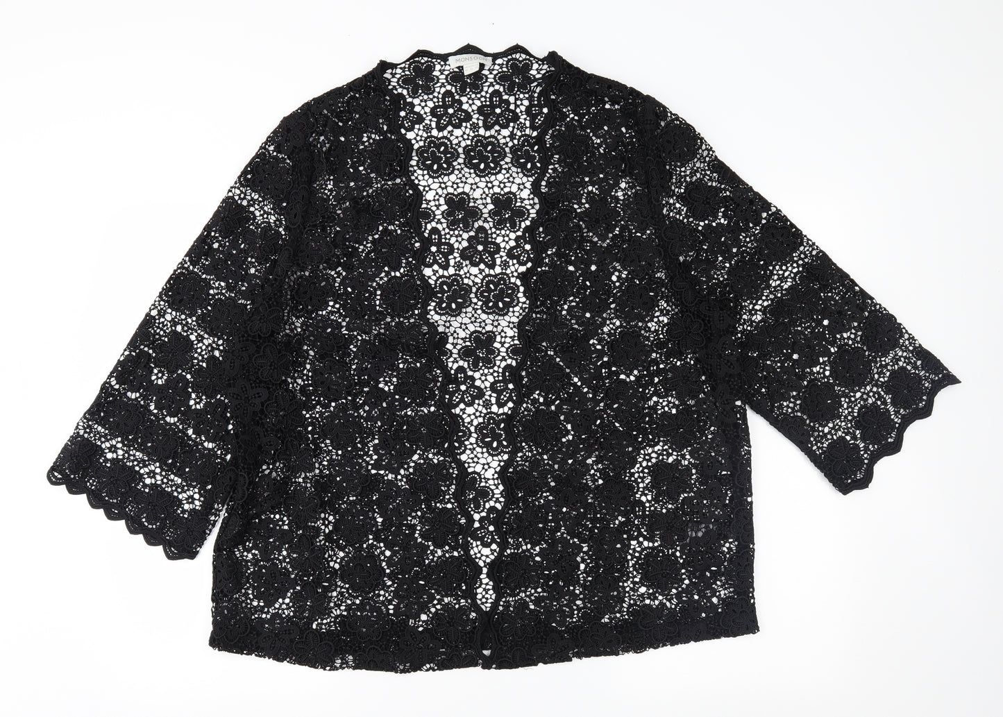 Monsoon Womens Black Floral Lace Basic Blouse Size 18