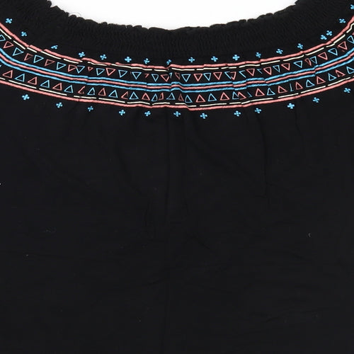 Primark Womens Black Geometric Jersey Basic Blouse Size 8