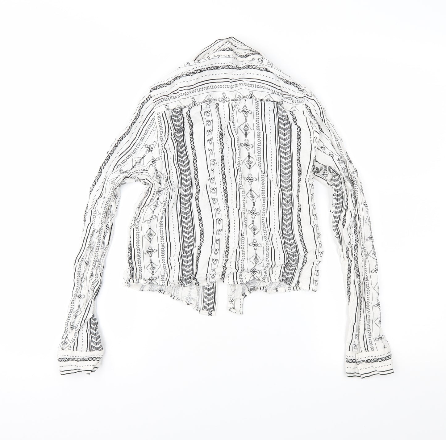 Divided Womens White Geometric  Basic Button-Up Size 6