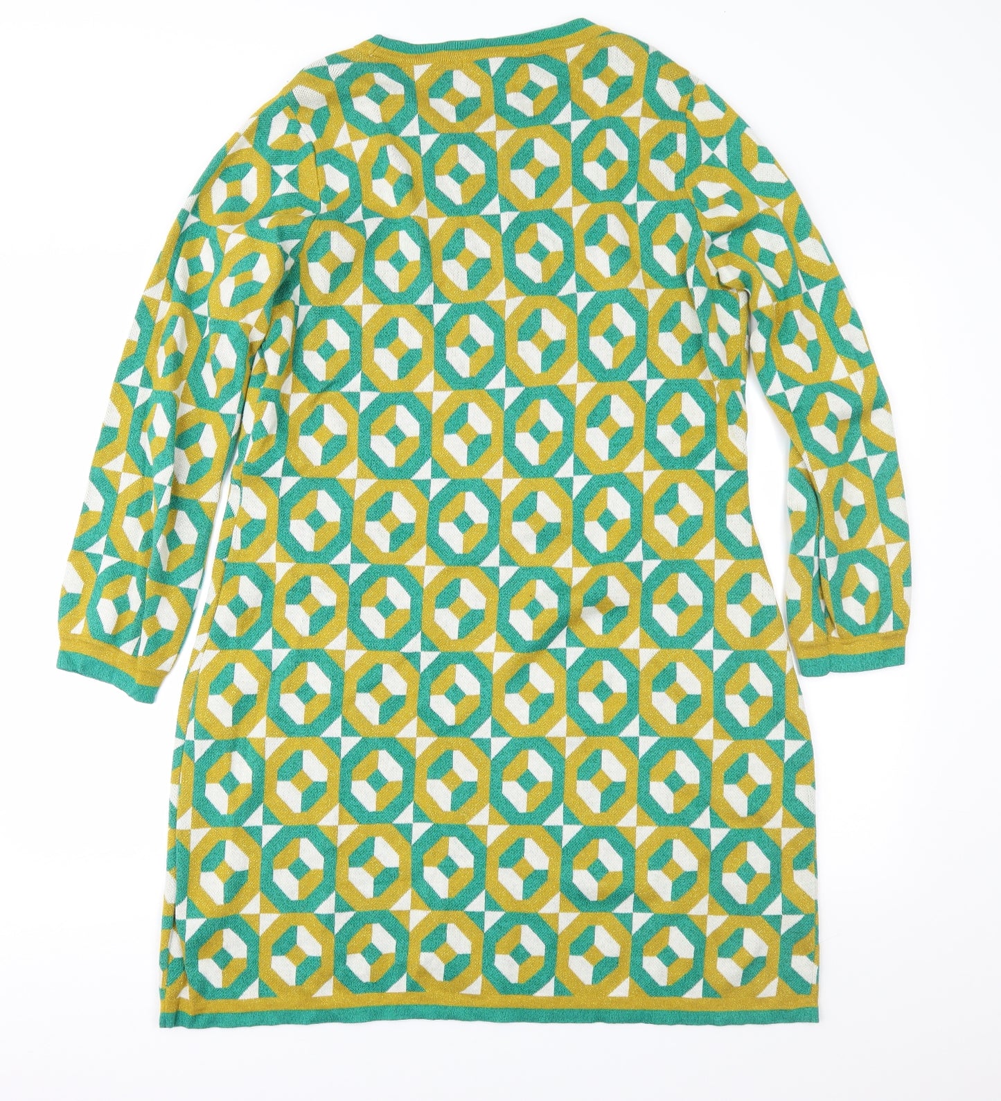 Boden Womens Green Geometric Knit Jumper Dress  Size 20