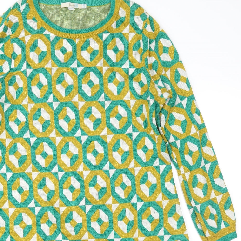 Boden Womens Green Geometric Knit Jumper Dress  Size 20