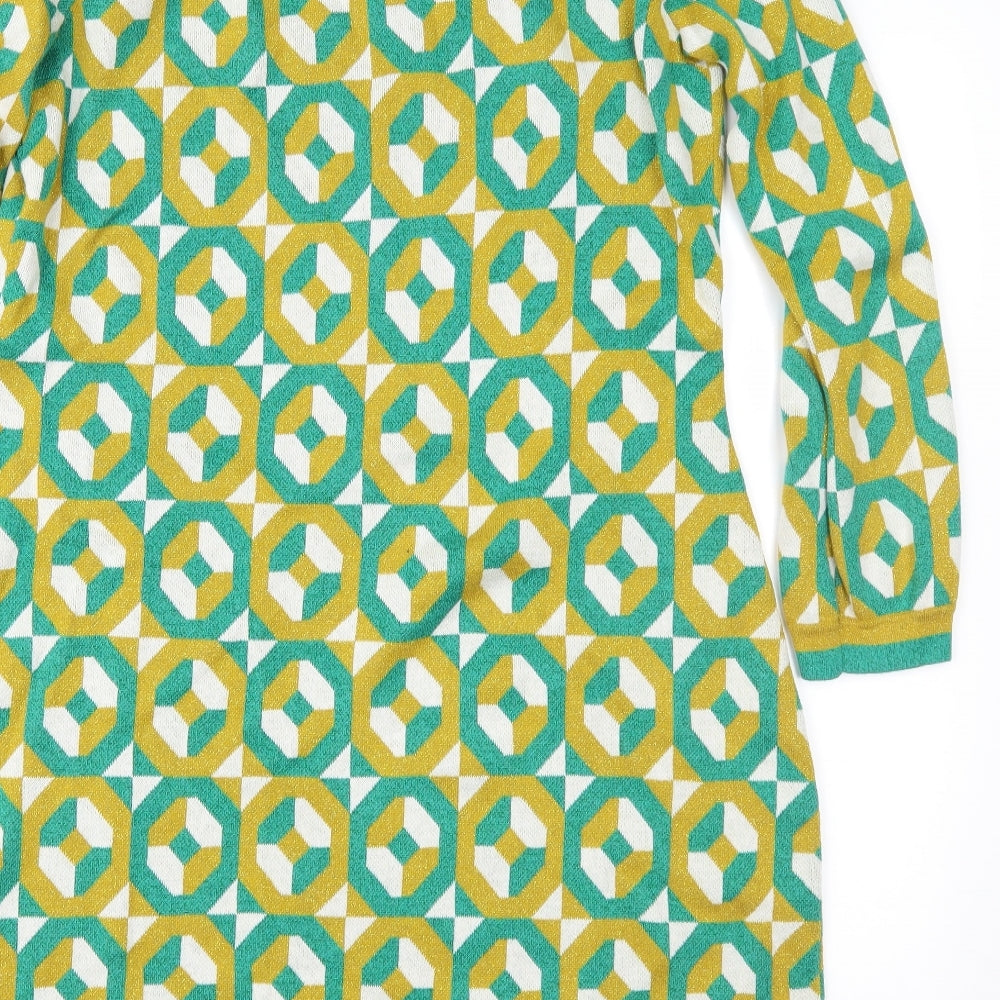 Boden Womens Green Geometric Knit Jumper Dress  Size 20