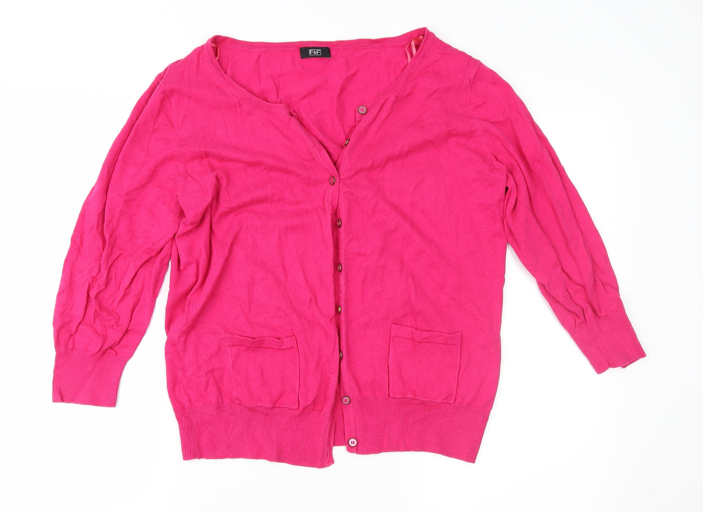 F&F Womens Pink  Knit Cardigan Jumper Size 18
