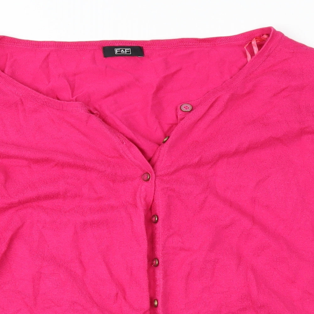 F&F Womens Pink  Knit Cardigan Jumper Size 18