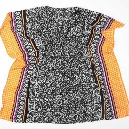 Papaya Womens Black Geometric  Kaftan  Size XL