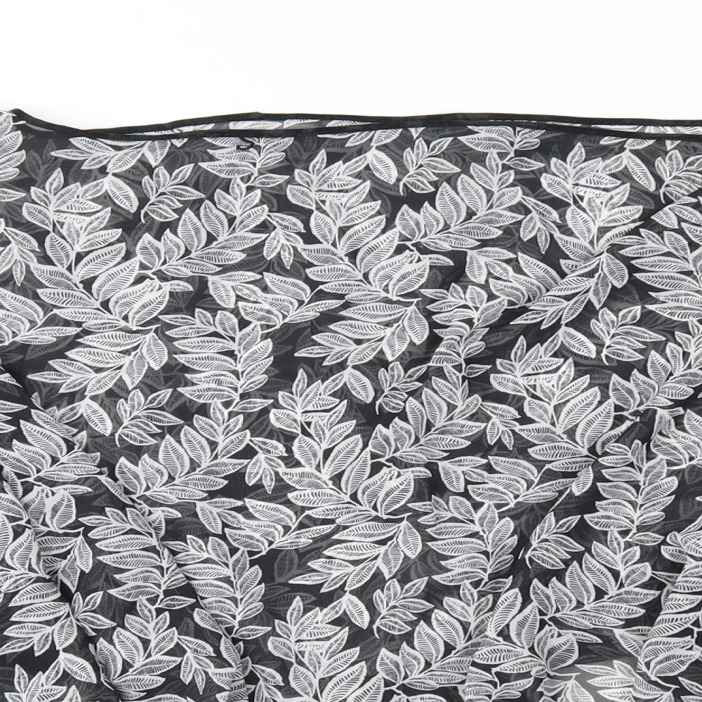 Preworn Womens Black Floral Chiffon Basic Blouse One Size  - Cape