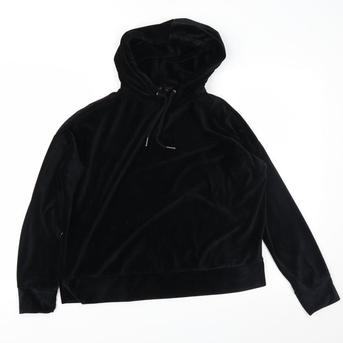 F&F Womens Black  Velour Pullover Hoodie Size 14