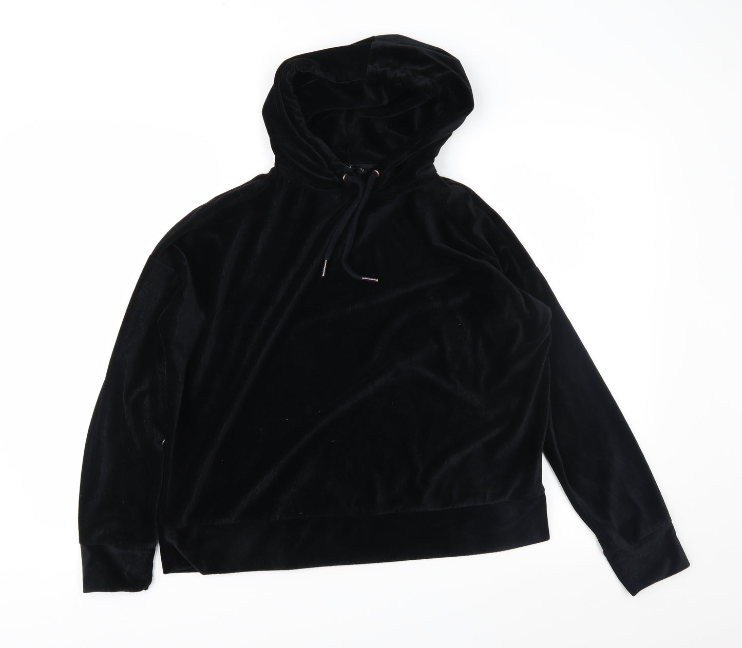 F&F Womens Black  Velour Pullover Hoodie Size 14