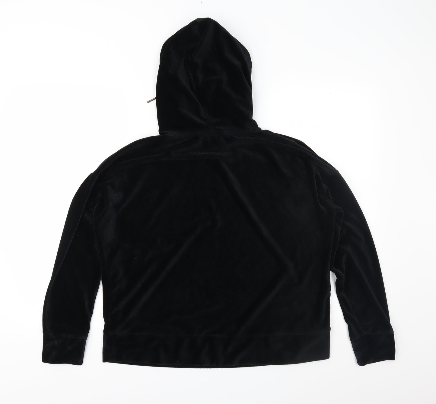 F&F Womens Black  Velour Pullover Hoodie Size 14