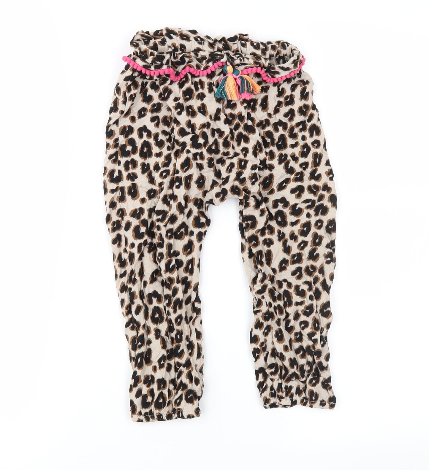 NEXT Girls Brown Animal Print  Harem Trousers Size 3-4 Years