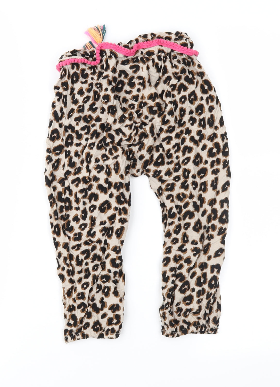 NEXT Girls Brown Animal Print  Harem Trousers Size 3-4 Years