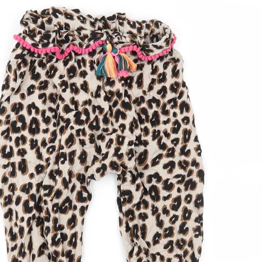 NEXT Girls Brown Animal Print  Harem Trousers Size 3-4 Years