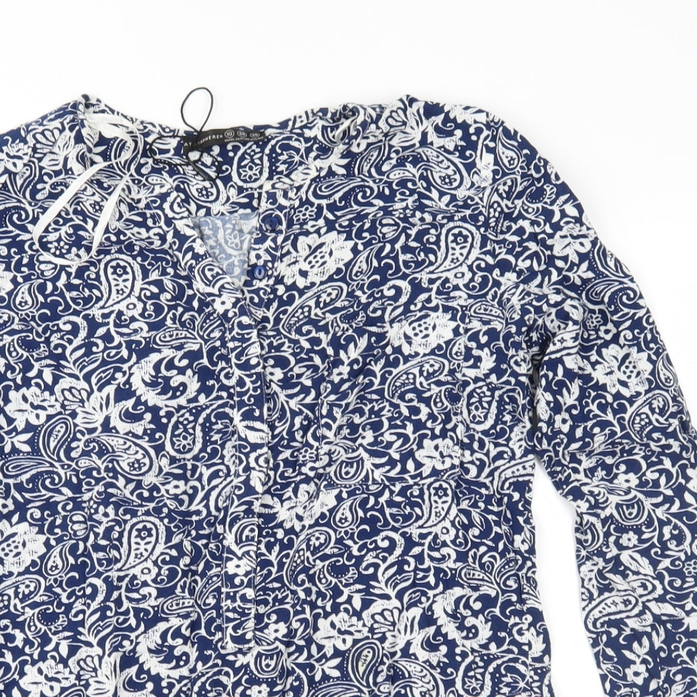 Atmosphere Womens Blue Paisley  Basic Button-Up Size 10