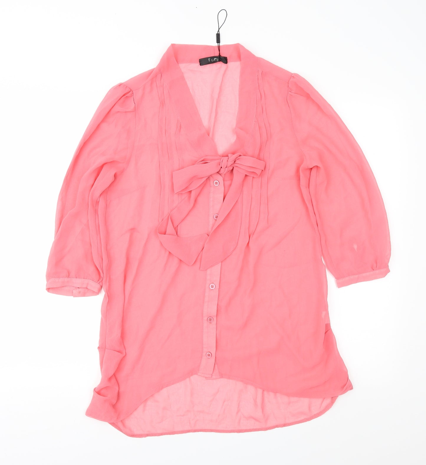 Fury Womens Pink  Chiffon Basic Blouse Size S