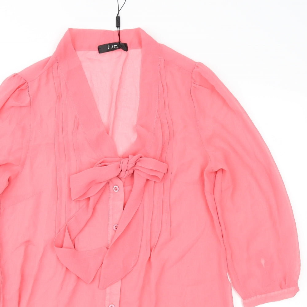 Fury Womens Pink  Chiffon Basic Blouse Size S