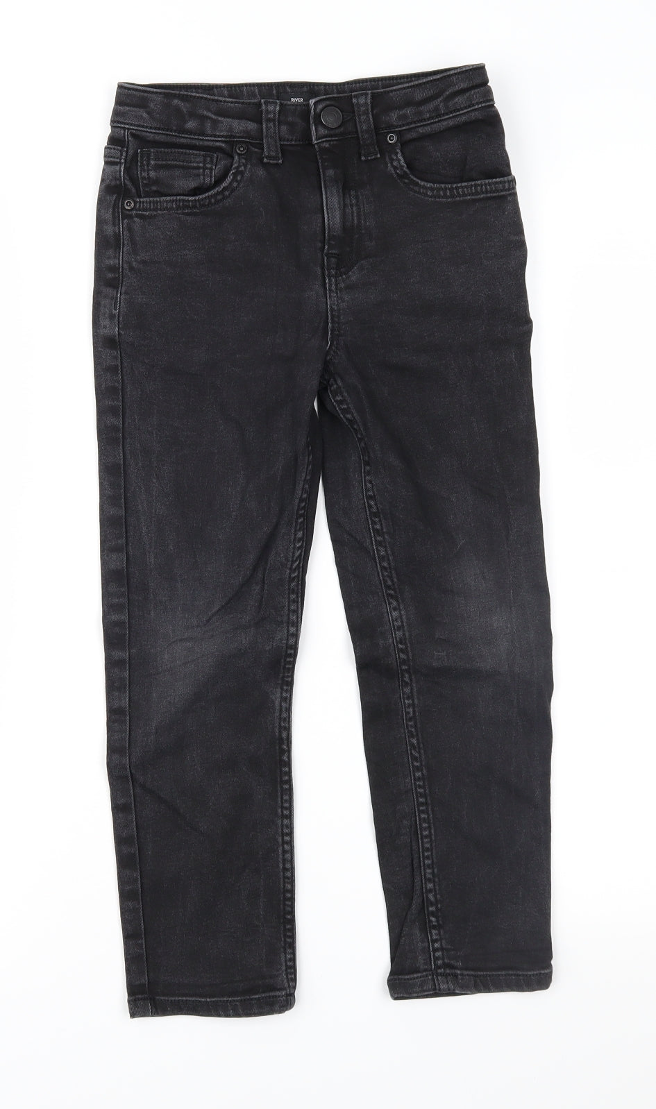 River Island Boys Black  Denim Straight Jeans Size 7 Years