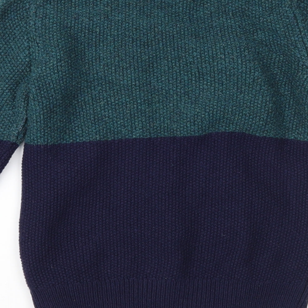Mini Boden Boys Blue Colourblock Knit Pullover Jumper Size 7-8 Years