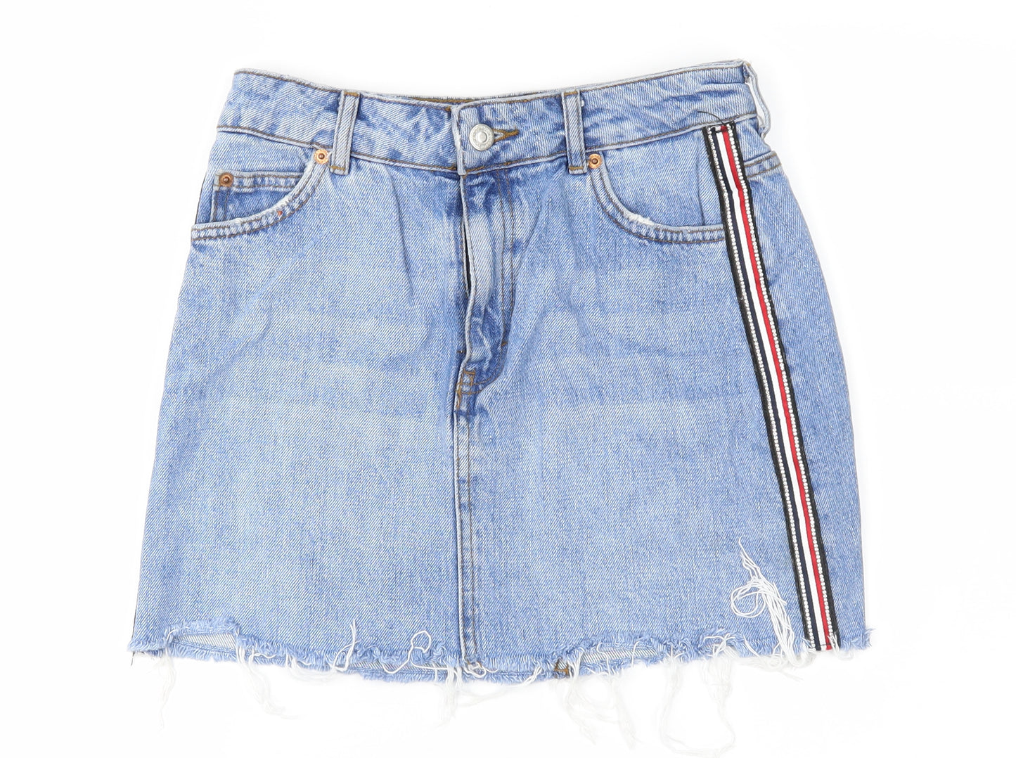 Topshop Womens Blue  Denim A-Line Skirt Size 8